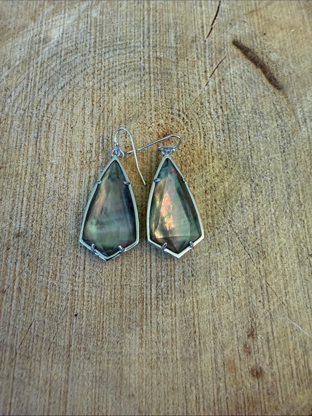 Kendra Scott Iridescent Abalone Teardrop Earrings - Green & Pink Flash